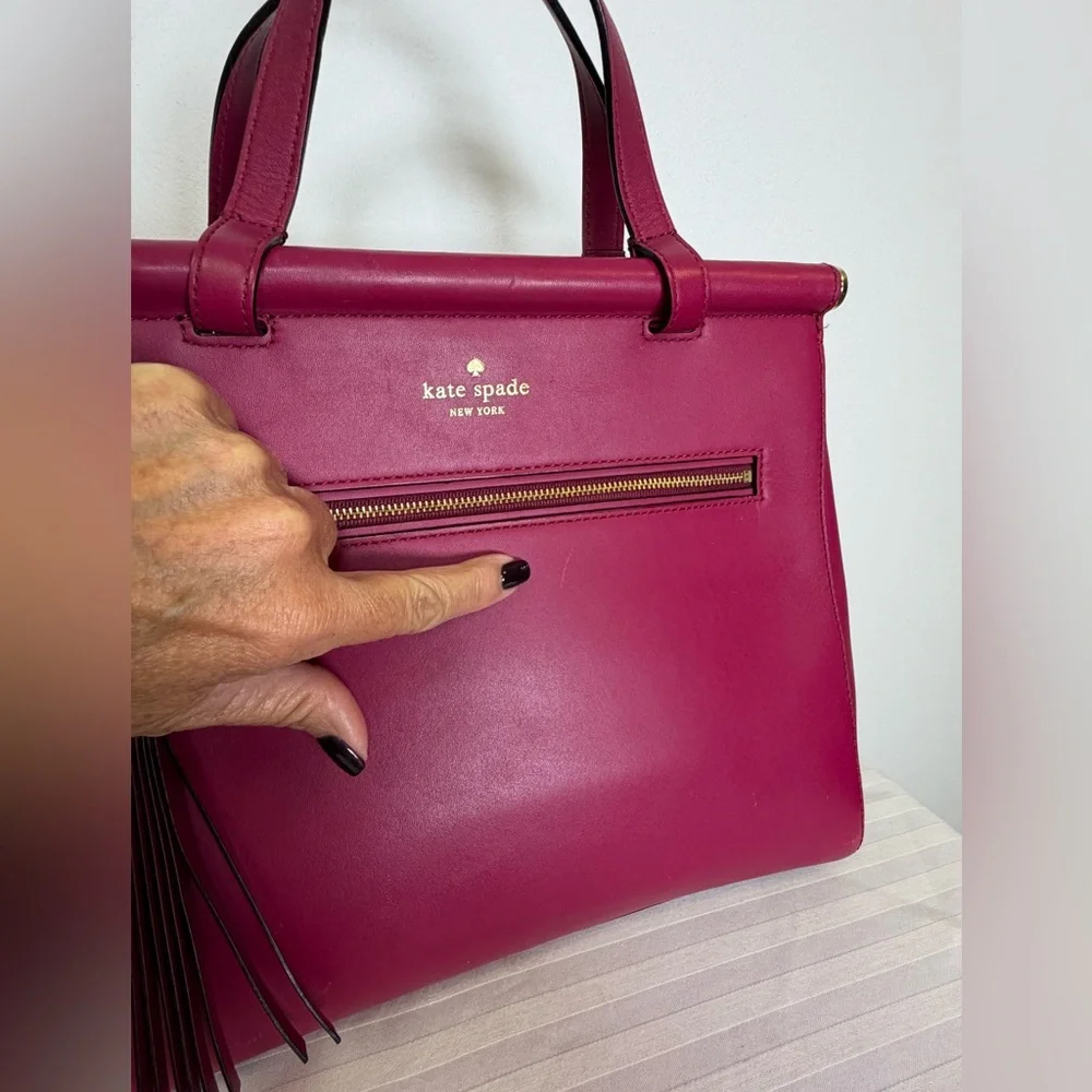Kate Spade New York | Small ‘Cherise’ Royal Place Satchel Red Plum Leather